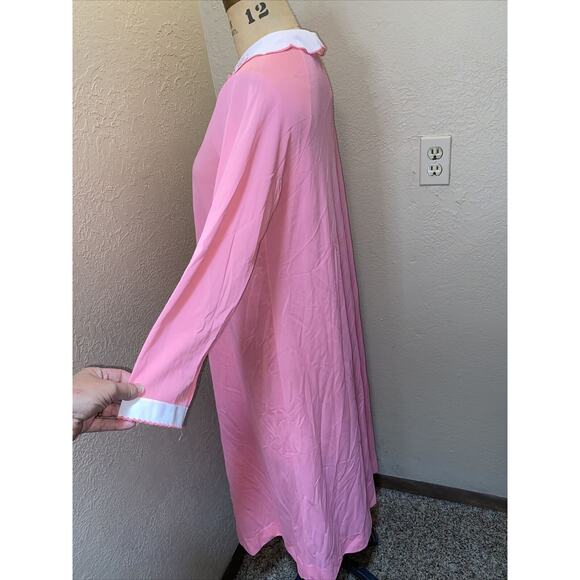 Vintage Lorraine Nightgown Cover Up Bubble Gum Pink Nylon Size Small - Picture 4 of 8